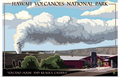 Volcano House - Hawaii Volcanoes National Park: Retro Travel Poster