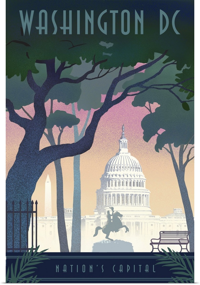 Washington, DC - Nations Capitol - Lithograph