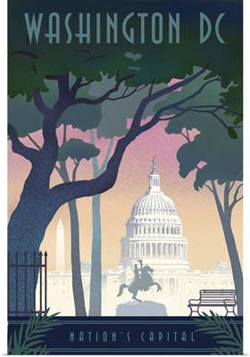 Washington, DC - Nations Capitol - Lithograph