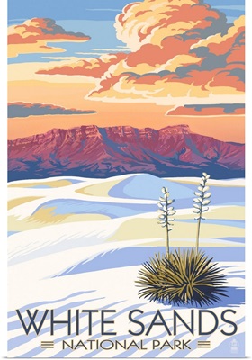 White Sands National Park, Natural Landscape: Retro Travel Poster
