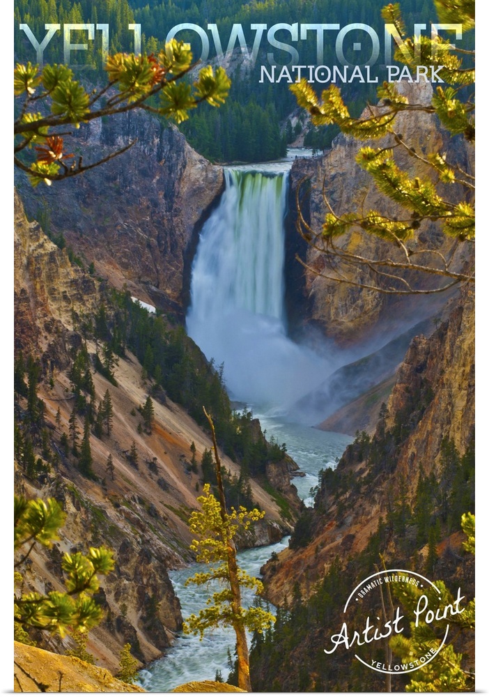 Yellowstone National Park, Lower Falls: Travel Poster