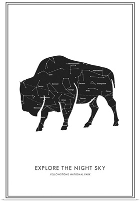 Yellowstone National Park, Wyoming - Explore The Night Sky - Buffalo Star Map