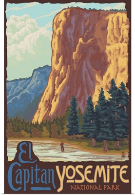 Yosemite National Park, El Capitan: Retro Travel Poster