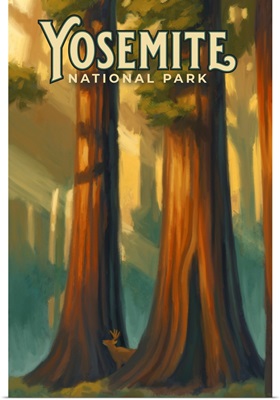 Yosemite National Park, Forest: Retro Travel Poster