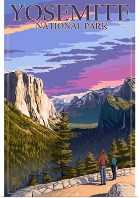 Yosemite National Park, Tunnel View: Retro Travel Poster