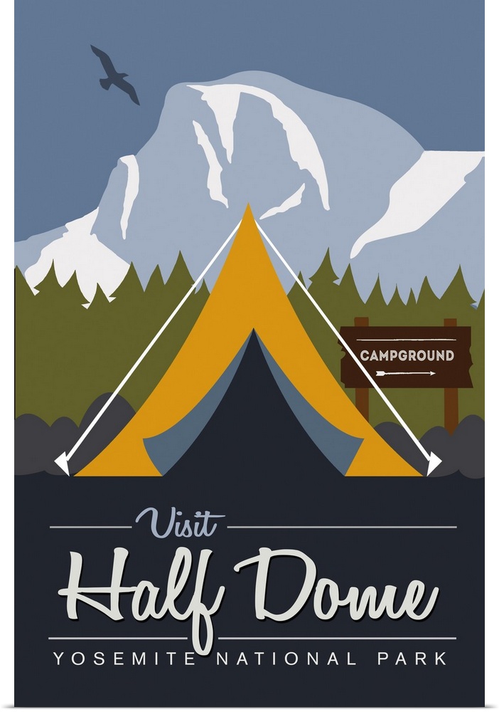 Yosemite National Park, Visit Half Dome: Graphic Travel Poster