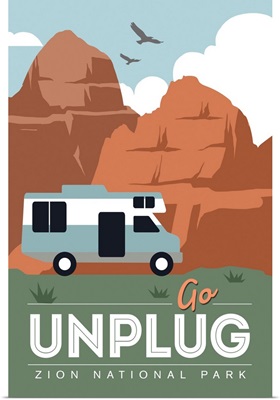 Zion National Park, Go Unplug: Graphic Travel Poster
