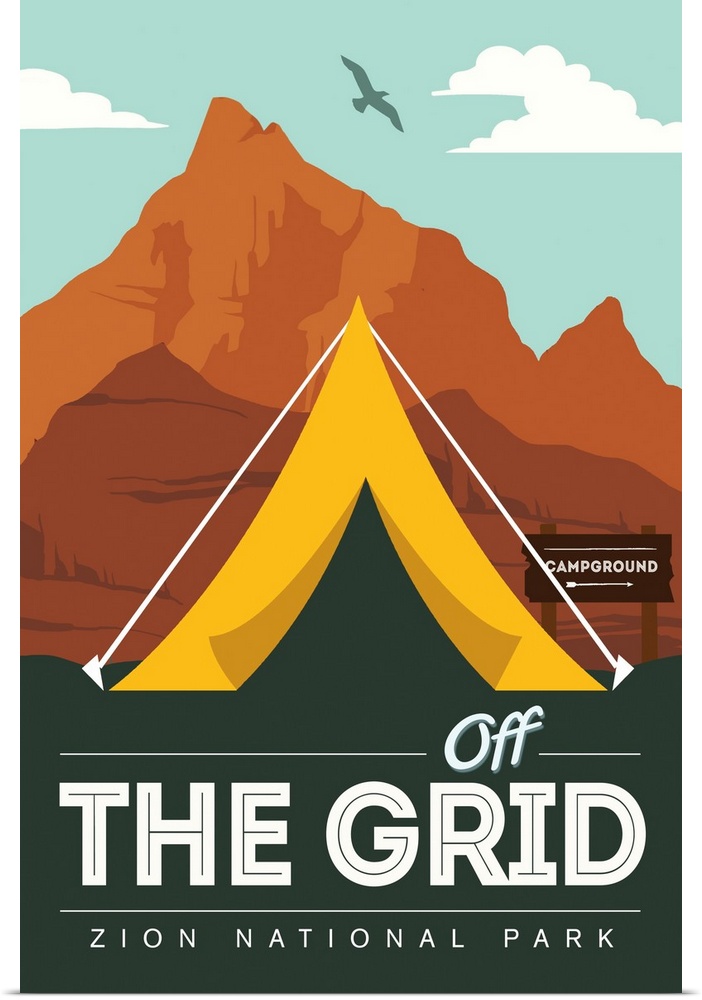 Zion National Park, Off Grid Campground: Graphic Travel Poster
