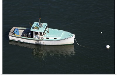 Fishing Boat, Down East, Maine, USA - Aerial Photograph