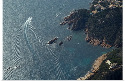 Motor Boat In Costa Brava, Catalonia - Aerial Photograph