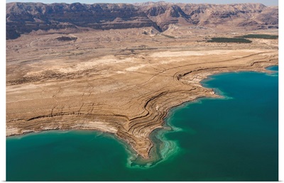 Observation of Dead Sea Water Level Drop, Dead Sea, Israel - Aerial Photograph