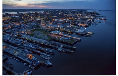 Old Port At Night, Maine - Aerial Photograph