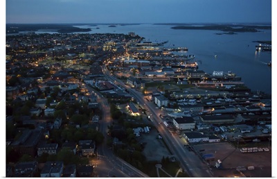 Old Port At Night, Maine, USA - Aerial Photograph