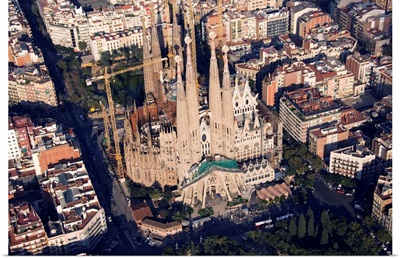 Sagrada Familia, Design By Antoni Gaudi, Barcelona - Aerial Photograph