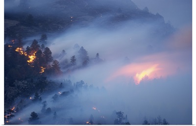 Smoke And Flame From a Wildland Fire, Rocky Mountains, Colorado - Aerial Photograph
