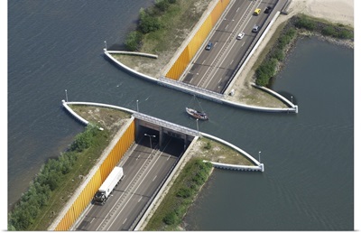 Veluwemeer Aquaduct, Harderwijk, Netherlands - Aerial Photograph