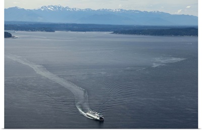 Washington State Ferry Approaching Fauntleroy Ferry Dock, Seattle - Aerial Photograph