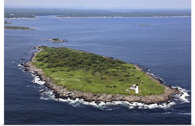 Wood Island Lighthouse, Biddeford, Maine, USA - Aerial Photograph