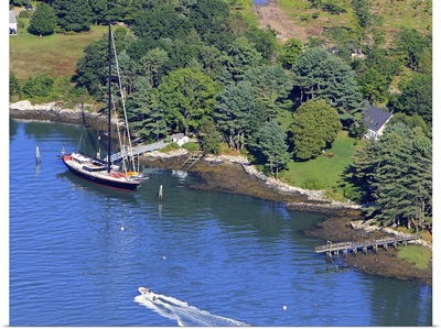 Yacht, Downeast Maine - Aerial Photograph