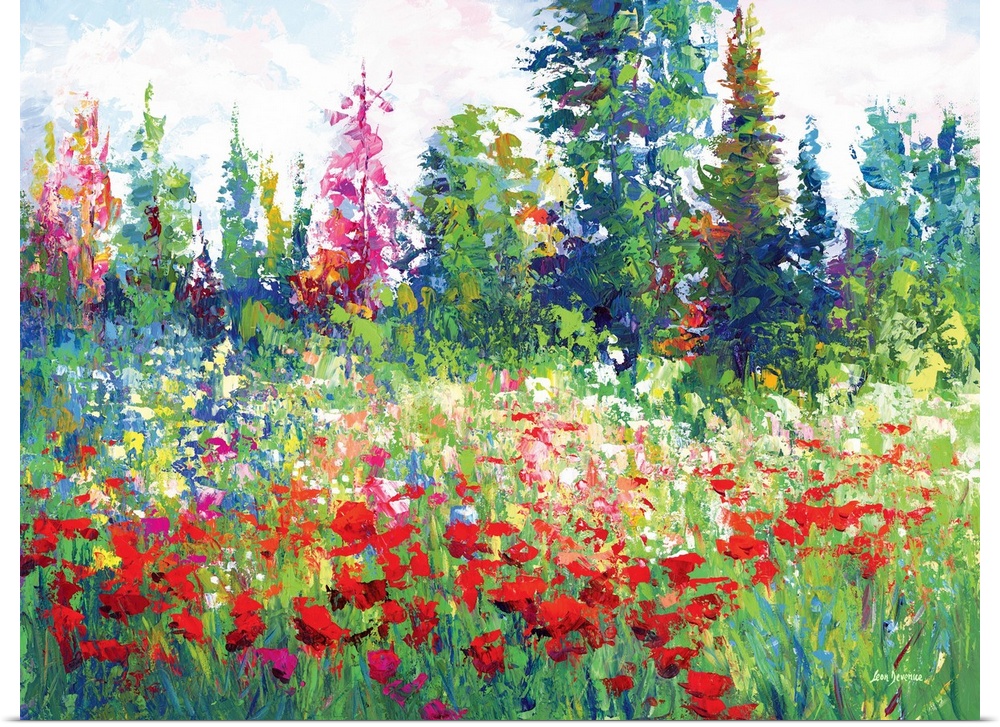 Poppy flowers and other blooms shine with color in this landscape painting inspired by the beauty of Southern California. ...