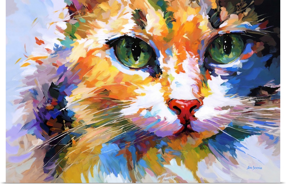 Contemporary abstract portrait of a colorful cat.