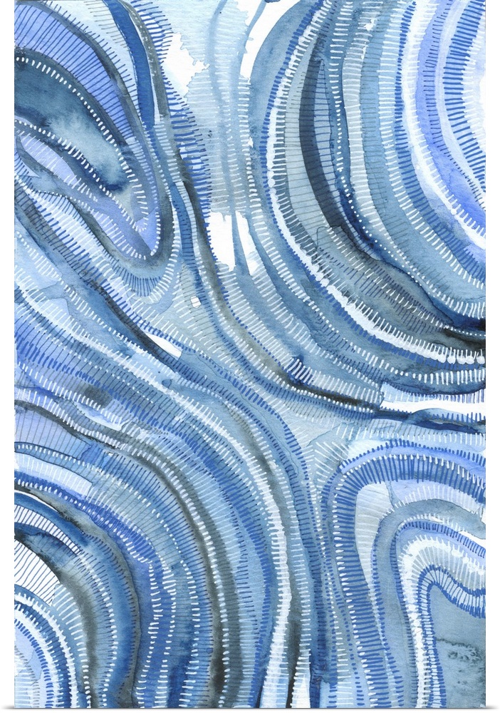 Abstract Watercolor in shades of indigo. Agate inspired.