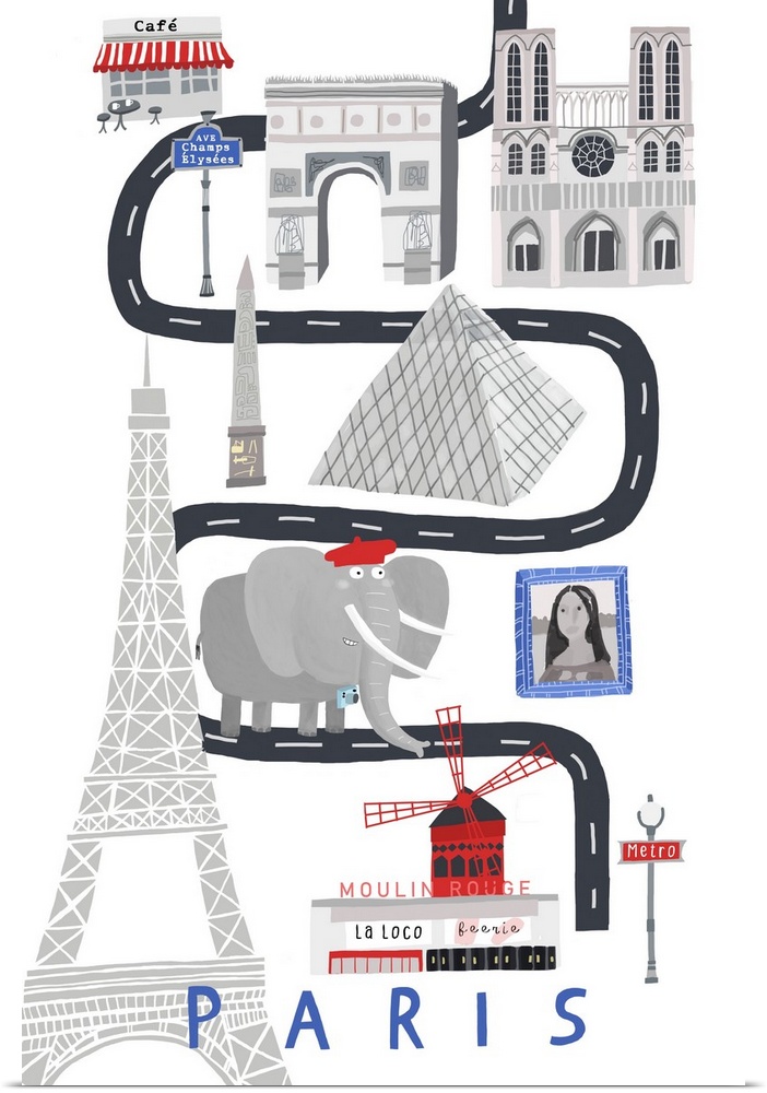 Paris France Black White Elephant