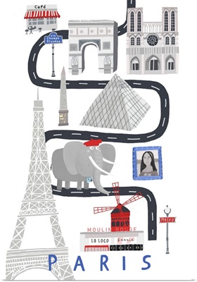 Paris France Black White Elephant