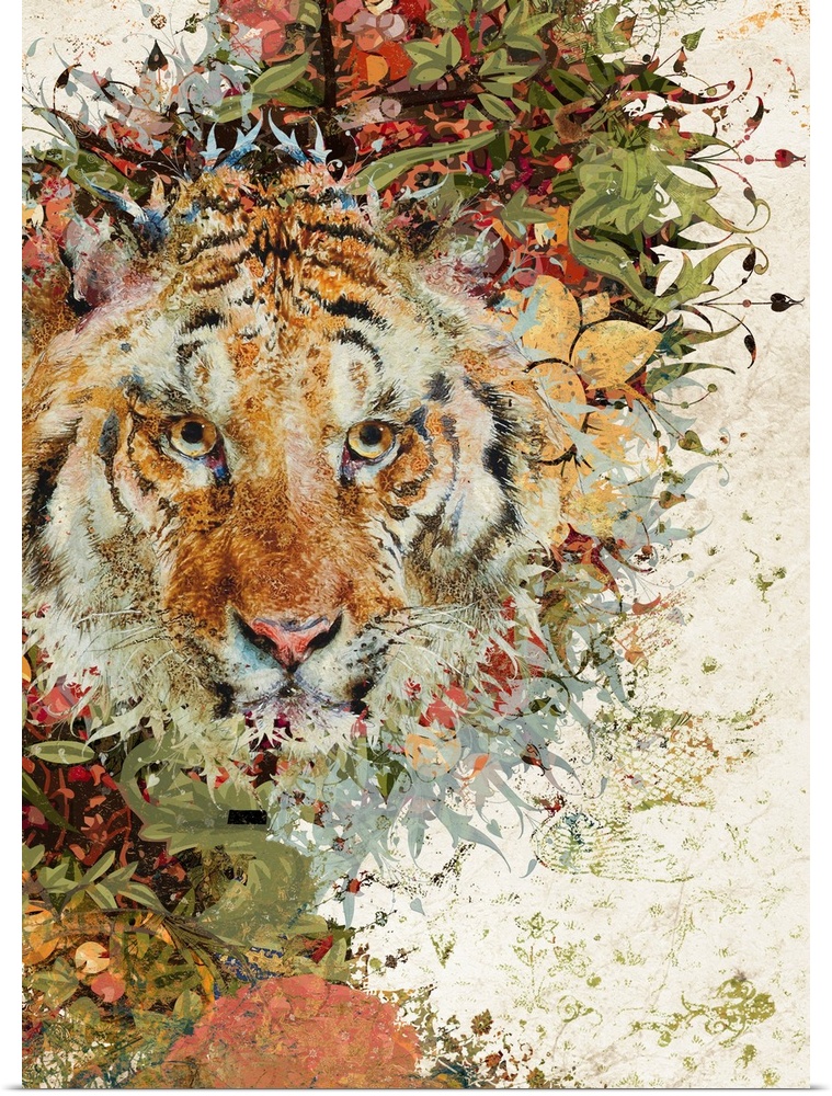 Tiger with ornate and abstract background