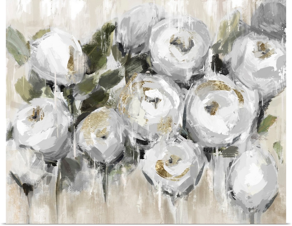 White Roses With Gold