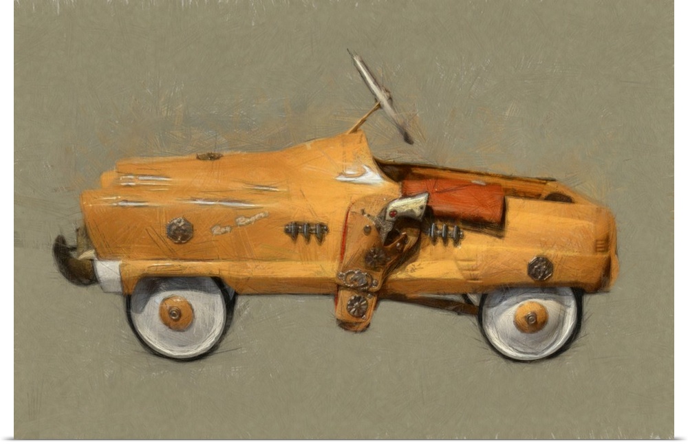 Contemporary artwork of a children's pedal car.