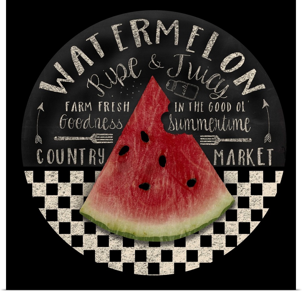 Round chalkboard for fresh watermelon.