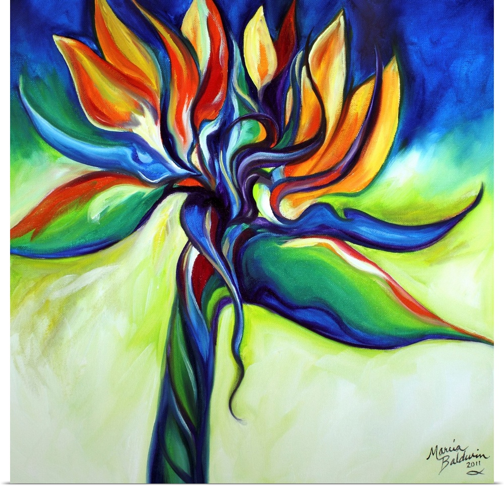 A floral abstract of the tropical flower, Bird of Paradise.