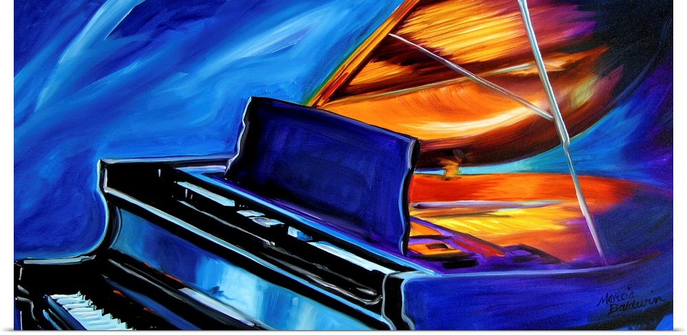 This painting is of the grand piano, in bold striking color and exciting brush stokes.