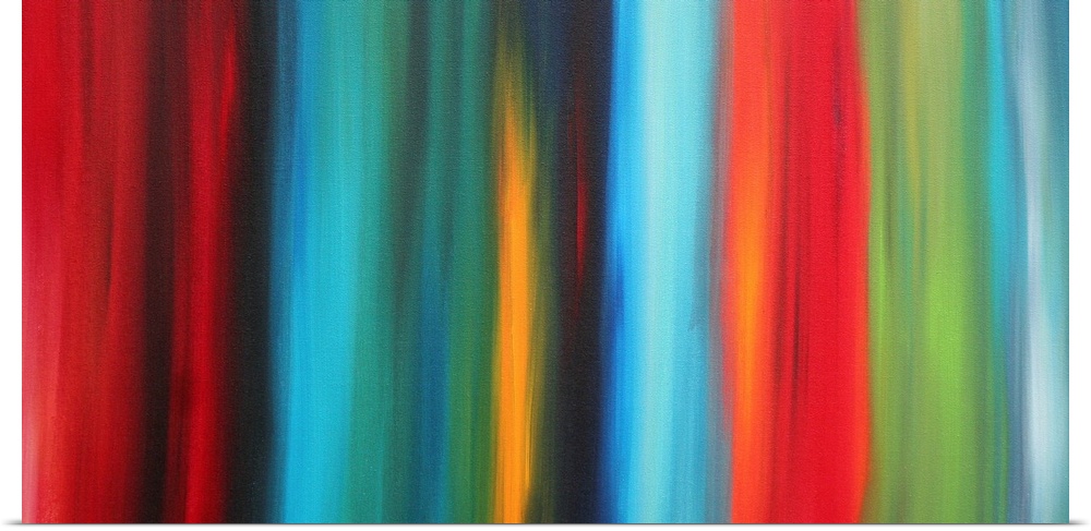 Contemporary abstract image of blurred vertical multicolored stripes of color