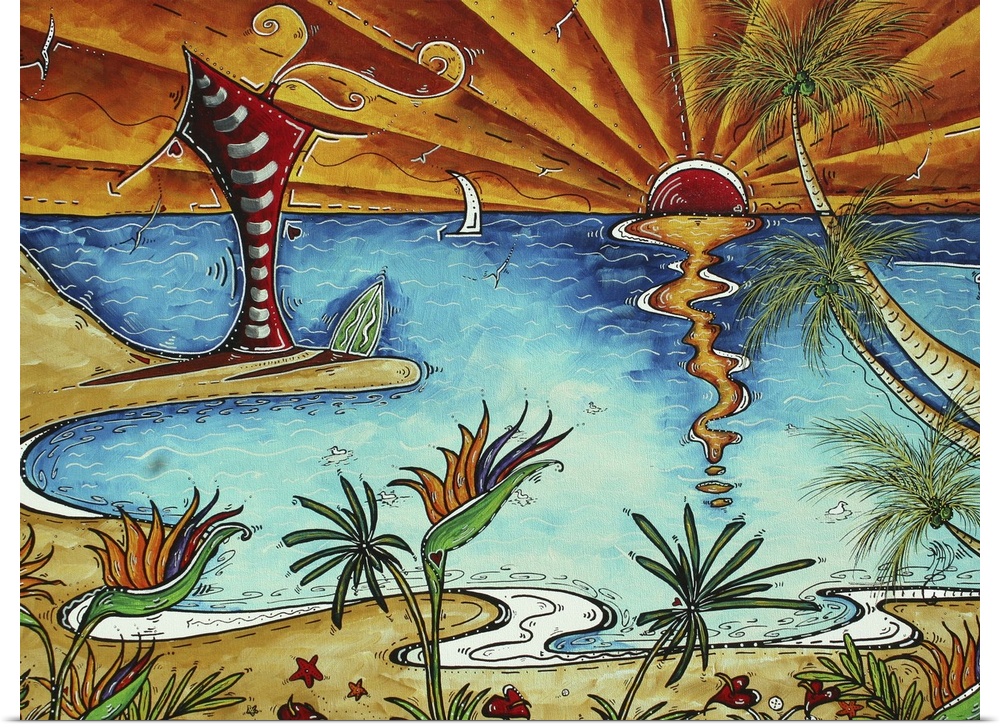 This Original and Sophisticated Whimsical Surf Painting is in MADART's Signature Style, a style of painting with unique de...