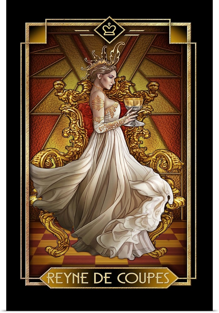 Reyne De Coupes Tarot Card Illustration