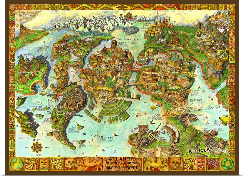 Artist's image of the fabled city of Atlantis, the image is in a map format