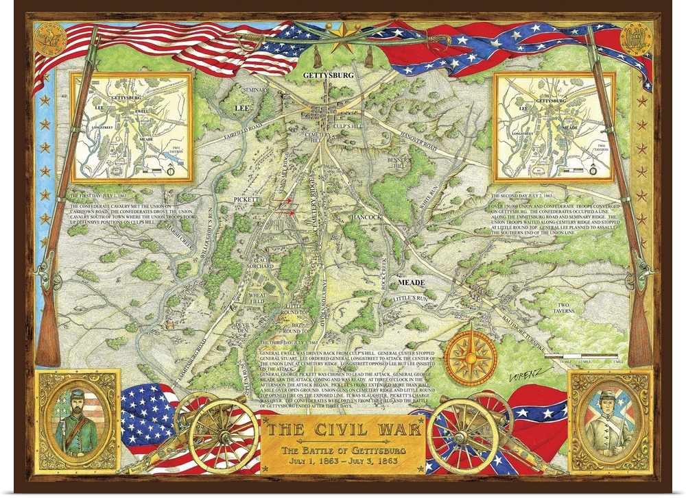 Educational illustration showing a map during the time of the American Civil War.