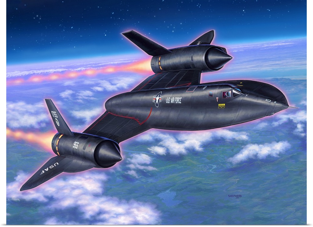 An SR-71 Blackbird cruises at high speed and altitude.