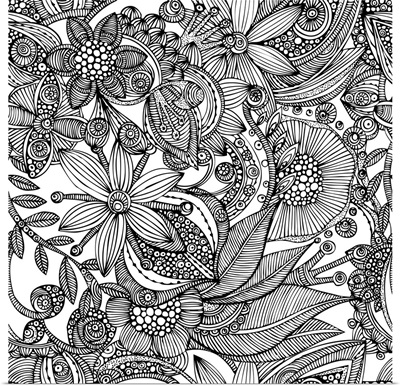 Flowers And Doodles - Black And White