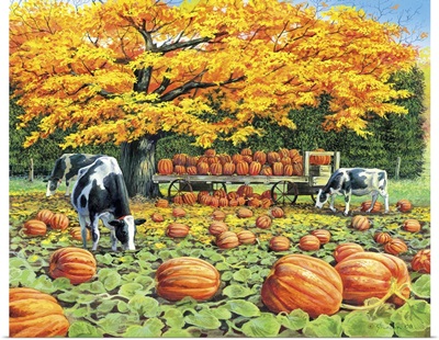 Harvest Wagon - Cows And Pumpkins