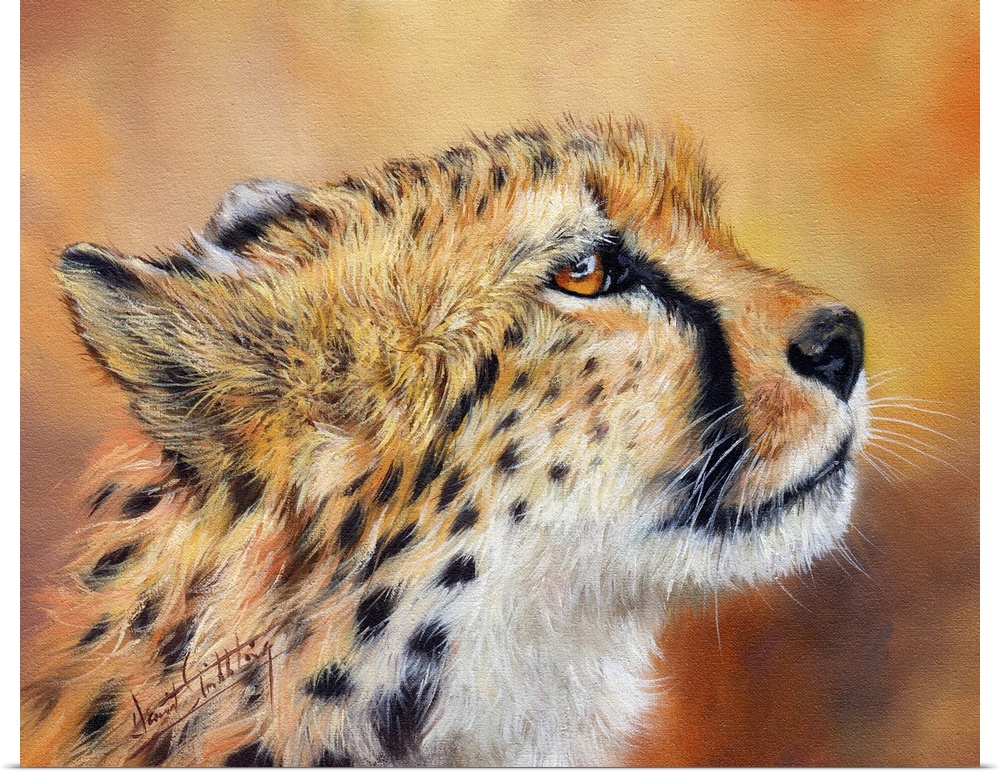 Contemporary painting of a cheetah looking proud and majestic.