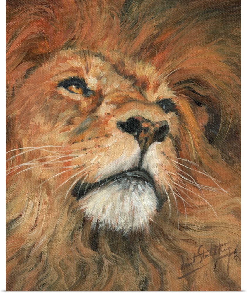 Contemporary painting of a male lion.