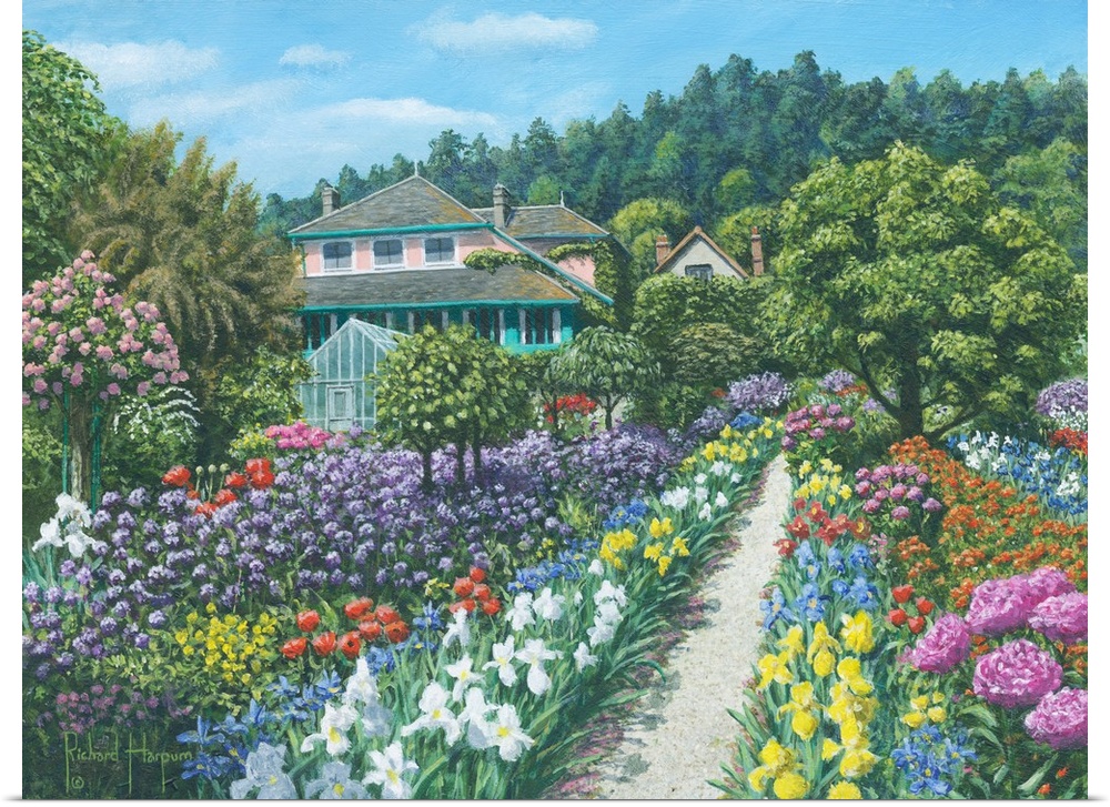 Contemporary artwork of a flower filled garden.