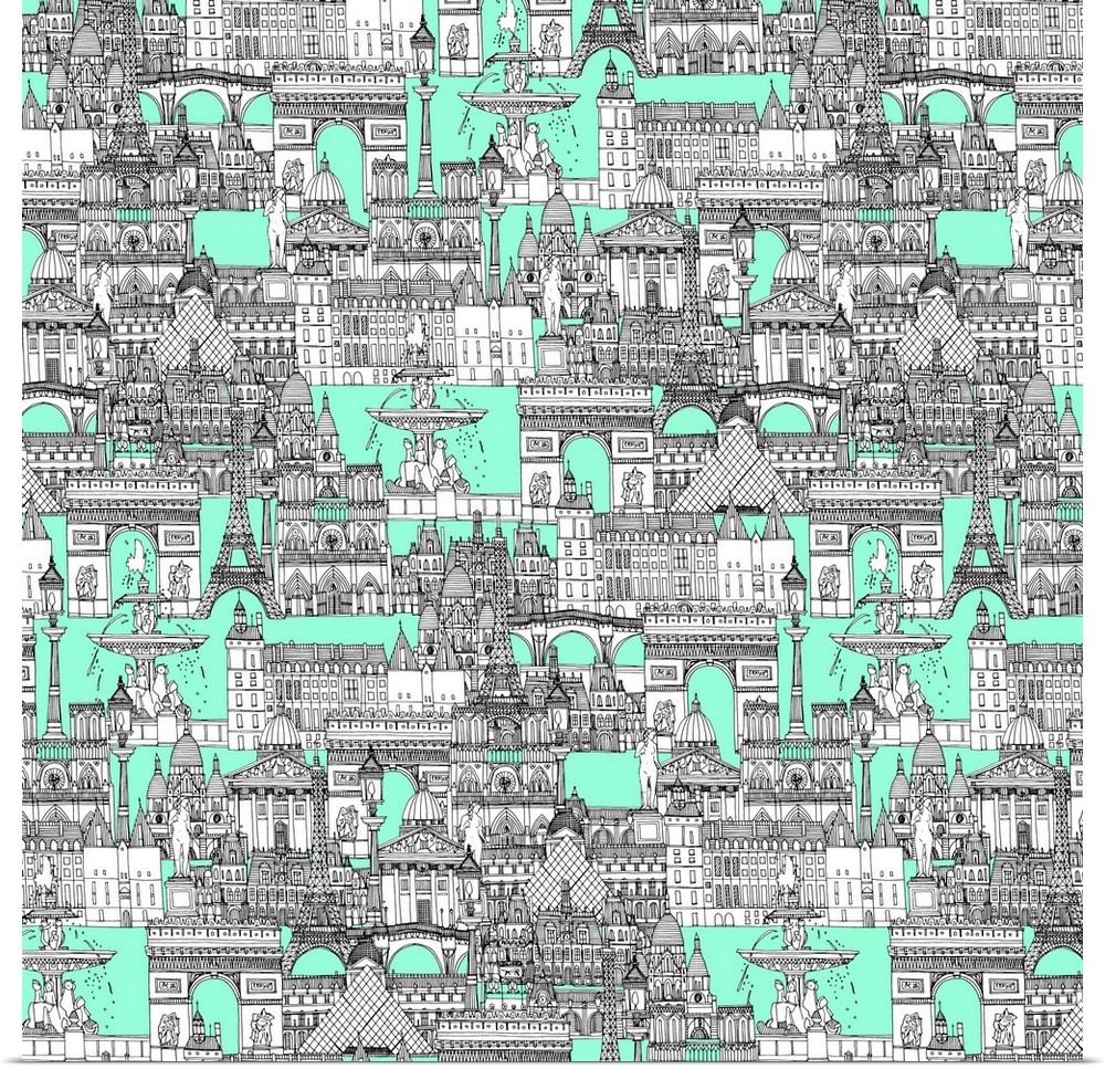 ILLUSTRATED PARIS TOILE DE JOUY (ALSO AVAILABLE AS A REPEATING PATTERN AND IN OTHER COLOURS)