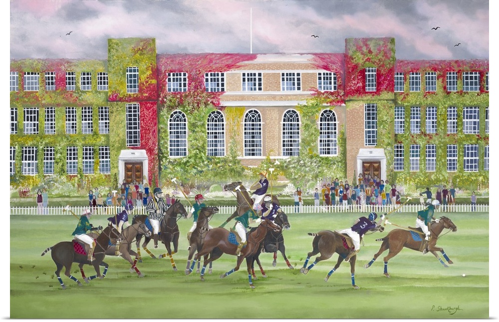 Contemporary painting of a polo match.