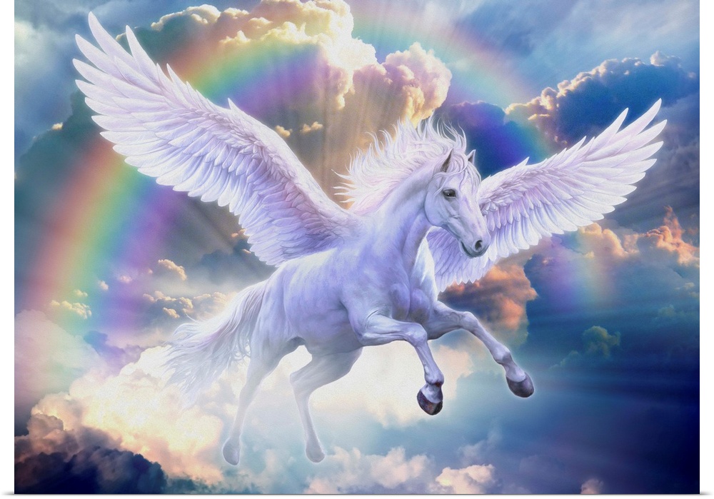 Poster Print Wall Art entitled Rainbow Pegasus | eBay