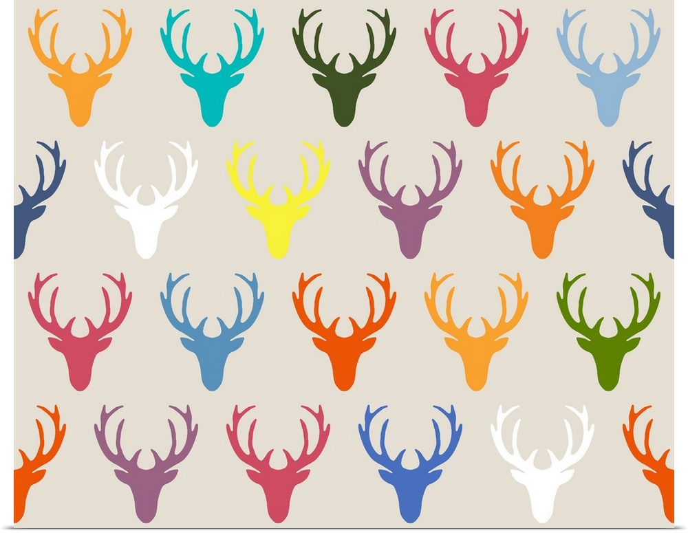 repeating pattern ~ deer heads in summer colours