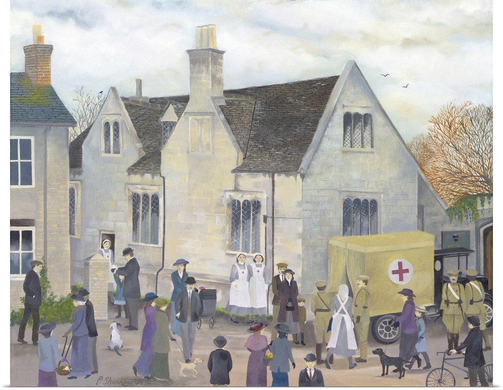 Oil on canvas. The Old Grammar School Bampton, Used as the Cottage Hospital in Downton Abbey.